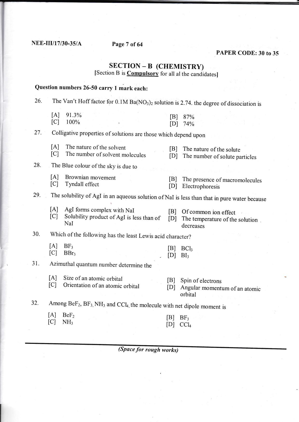 NERIST NEE (3) 2017 Question Paper - Page 6