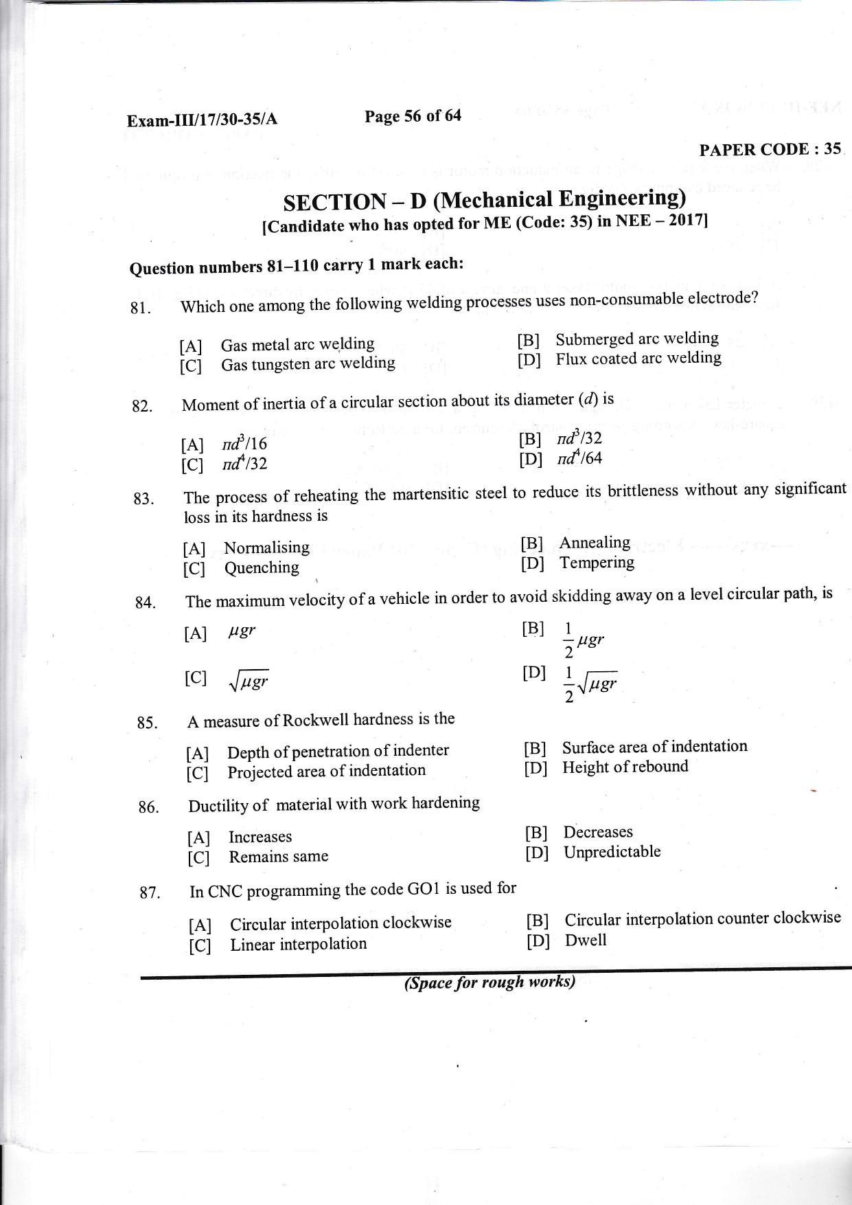 NERIST NEE (3) 2017 Question Paper - Page 47