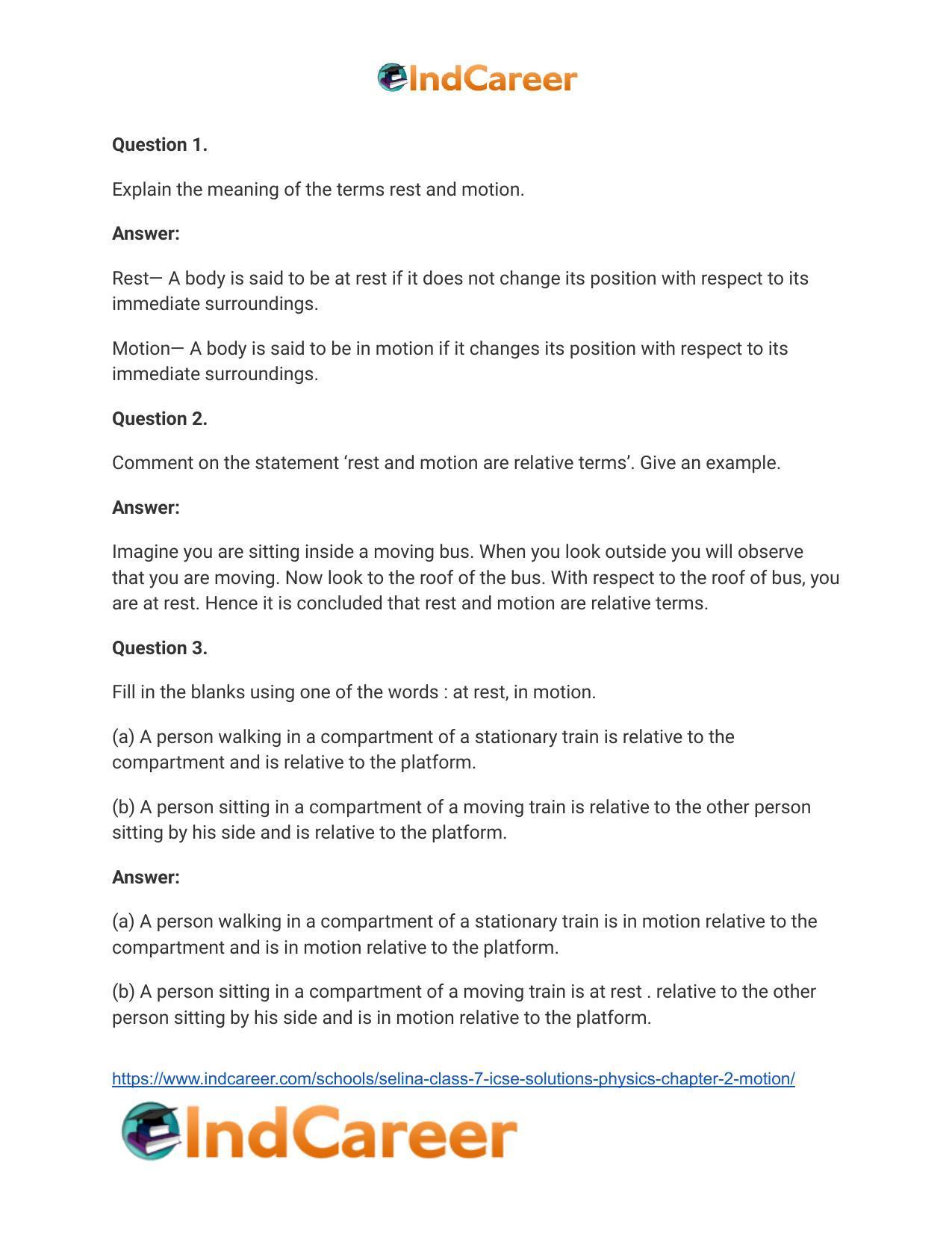 Selina Class 7 ICSE Solutions Physics : Chapter 2- Motion - Page 8