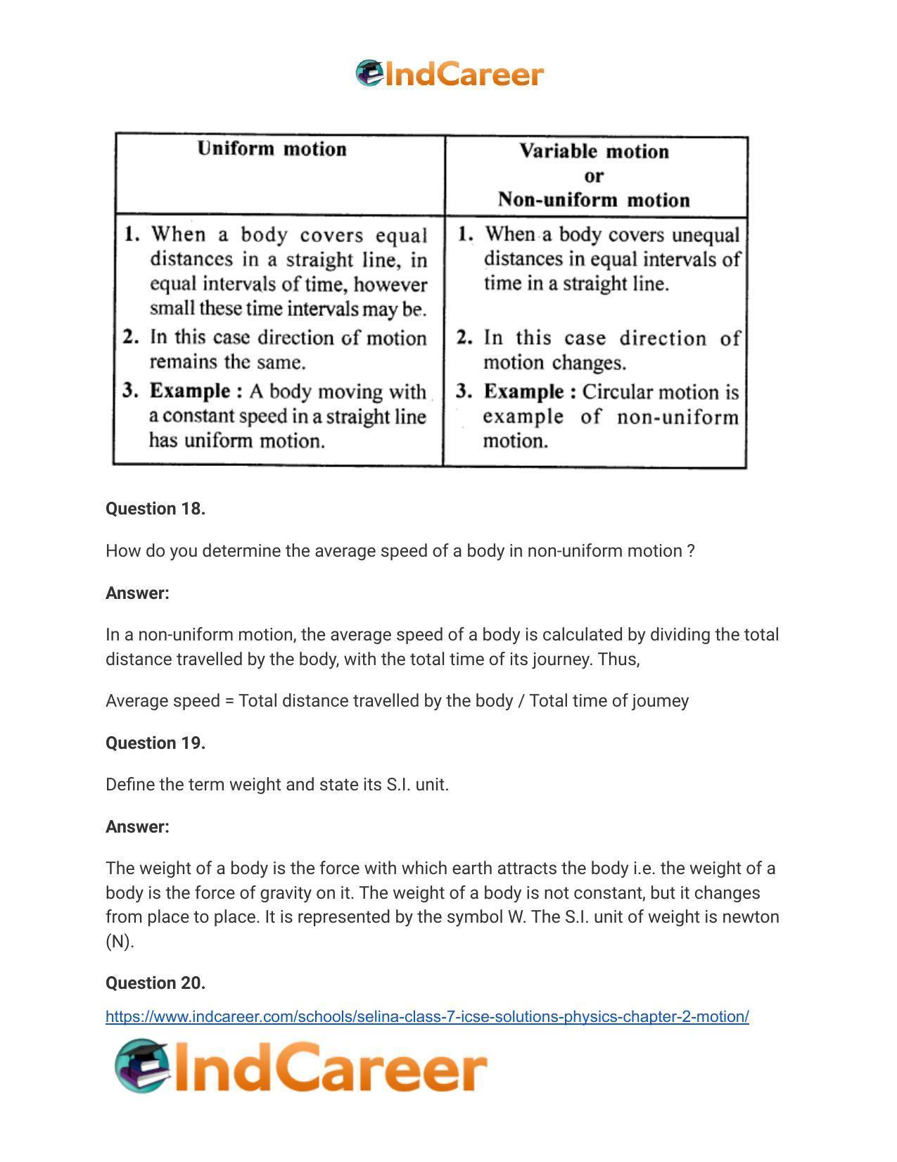 Selina Class 7 ICSE Solutions Physics : Chapter 2- Motion - Page 15