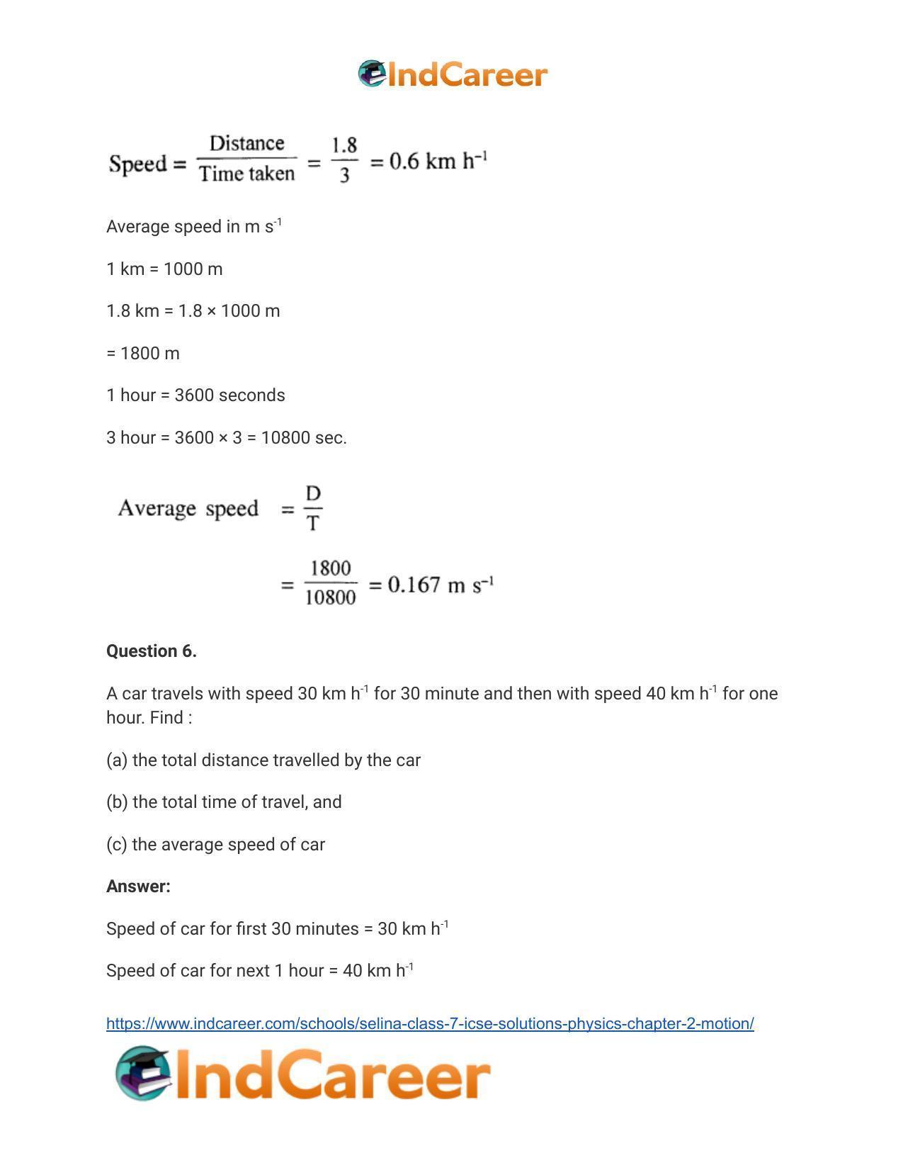 Selina Class 7 ICSE Solutions Physics : Chapter 2- Motion - Page 20