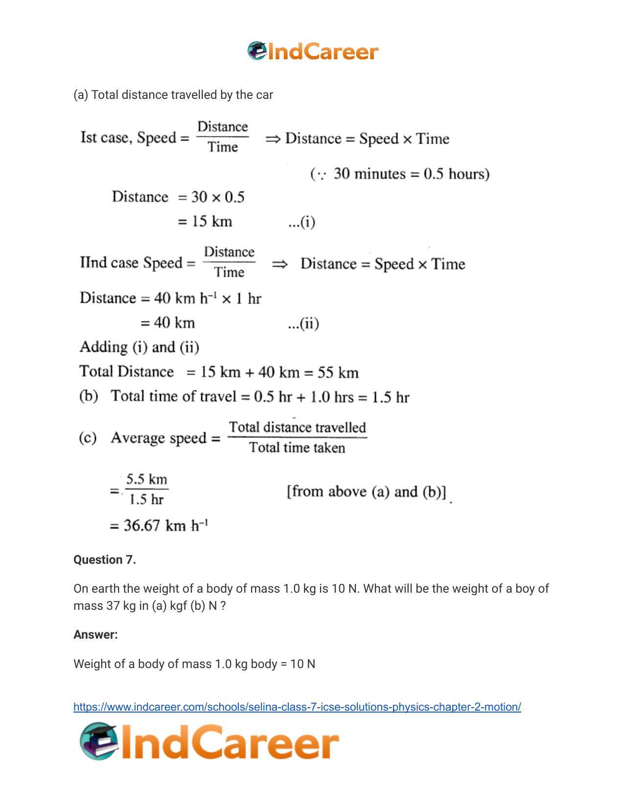 Selina Class 7 ICSE Solutions Physics : Chapter 2- Motion - Page 21