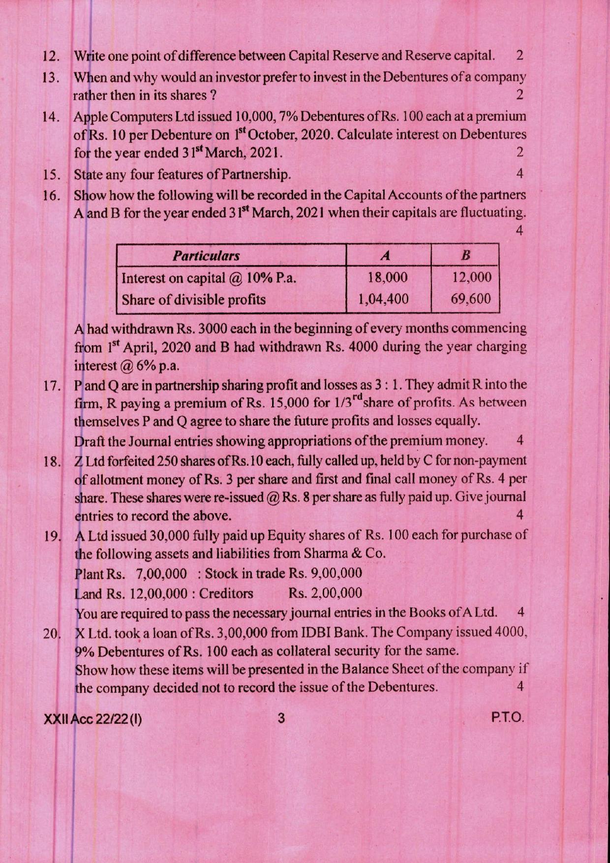 COHSEM 12th Question Papers Improvement 2022 Accountancy - Page 3