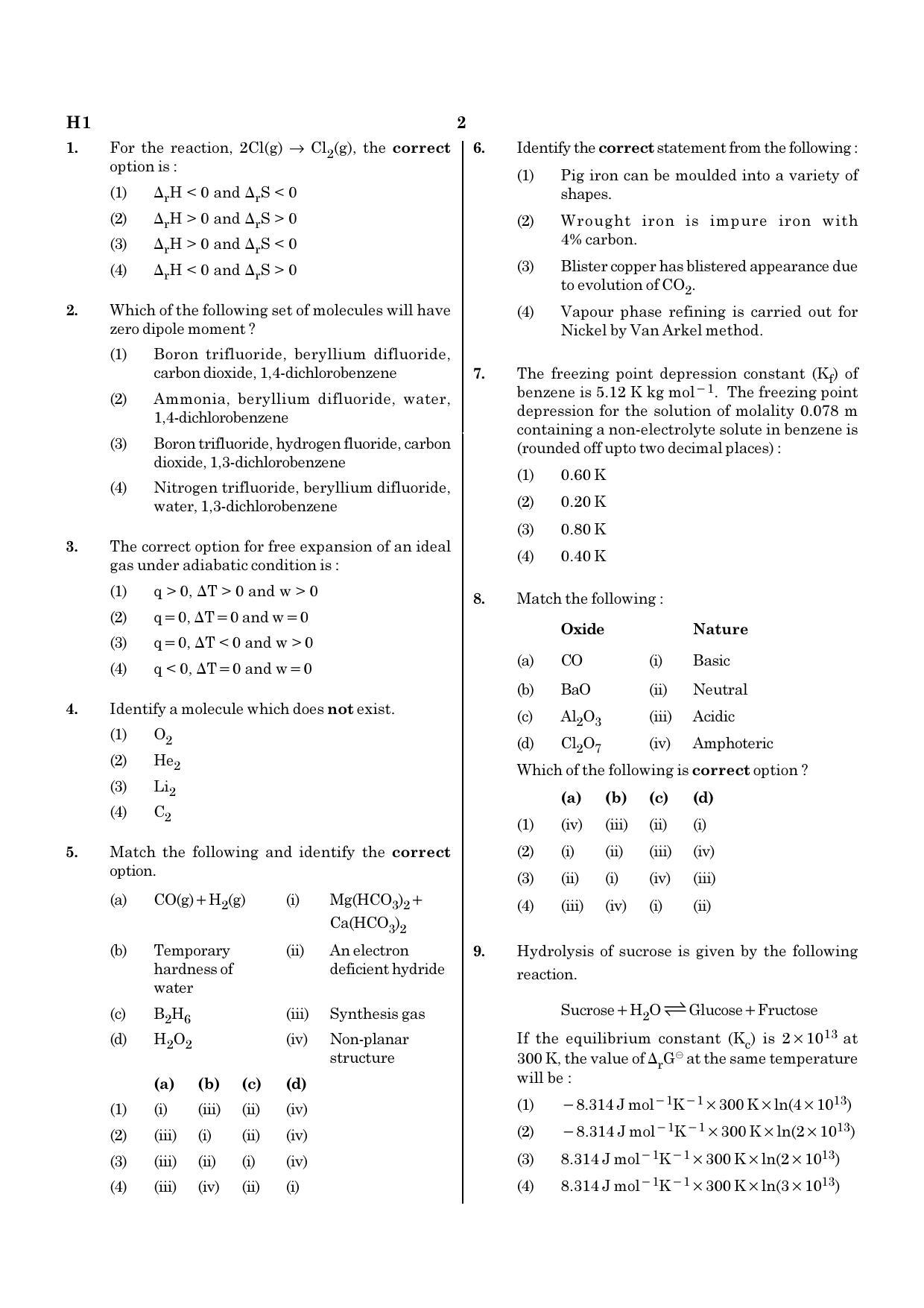 NEET H1 2020 Question Paper - Page 2