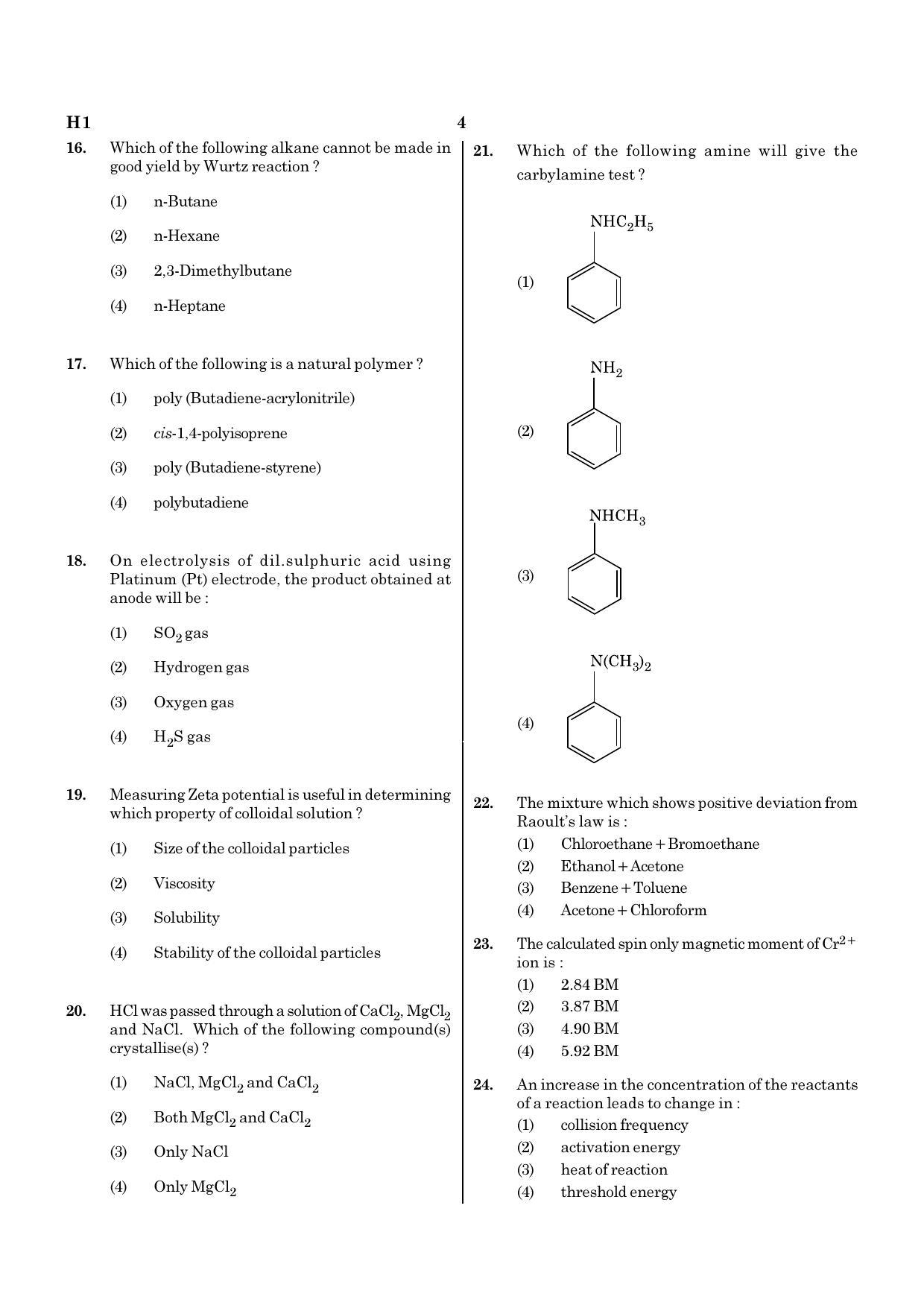 NEET H1 2020 Question Paper - Page 4