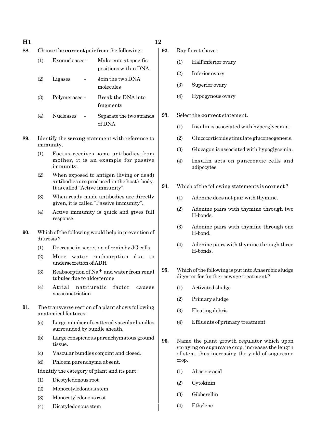 NEET H1 2020 Question Paper - Page 12