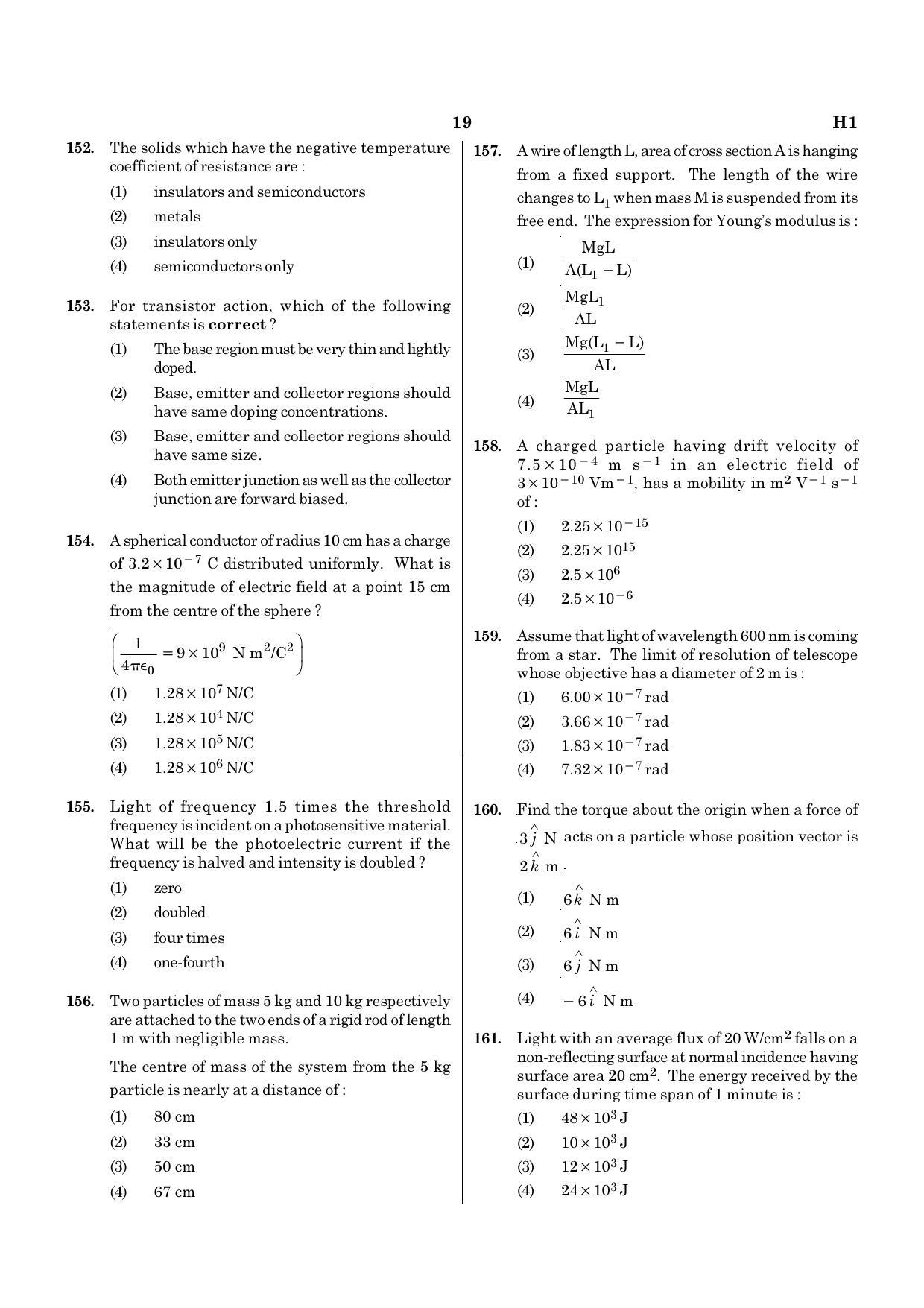 NEET H1 2020 Question Paper - Page 19