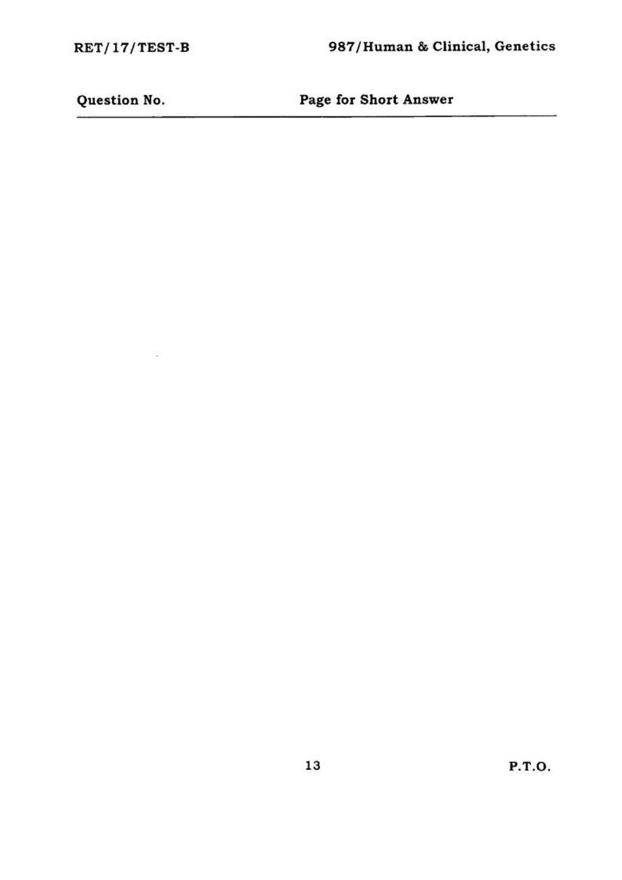 BHU RET HUMAN & CLINICAL GENETICS 2017 Question Paper - Page 14