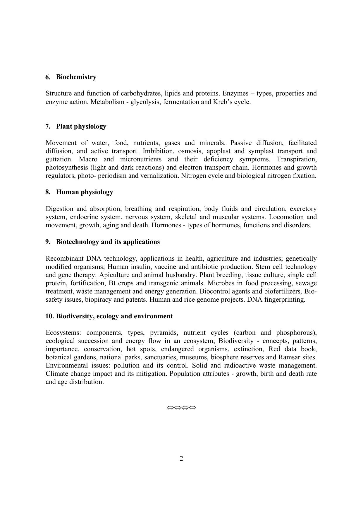 VITEEE 2024 Biology Syllabus - Page 2