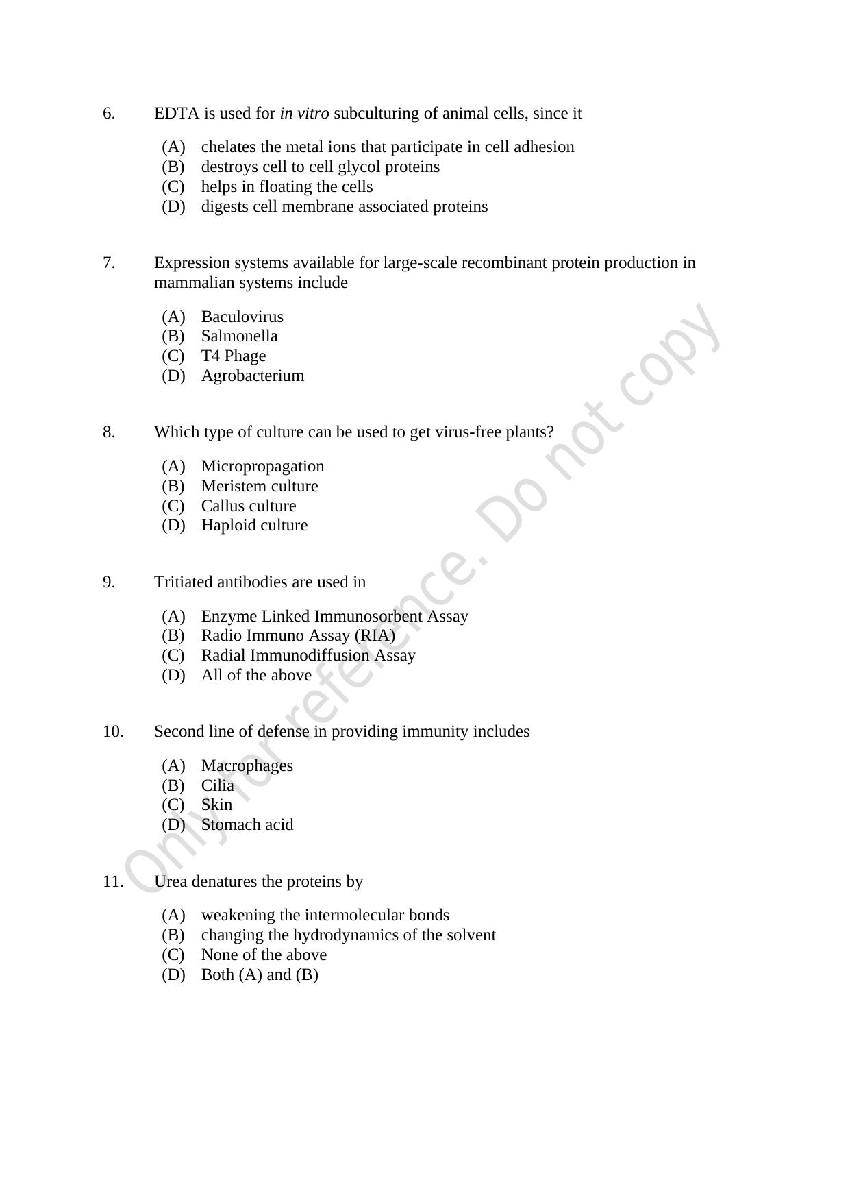 CUSAT CAT 2021 Biotechnology Question Paper - Page 2
