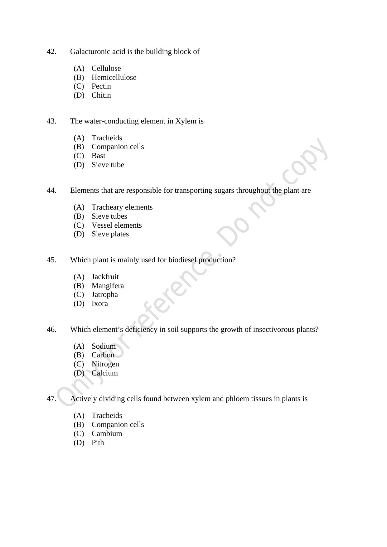 CUSAT CAT 2021 Biotechnology Question Paper - Page 8