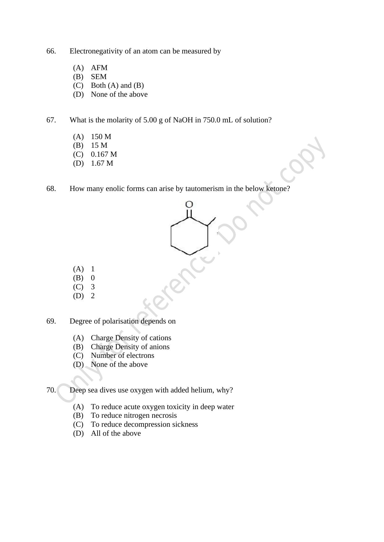 CUSAT CAT 2021 Biotechnology Question Paper - Page 12