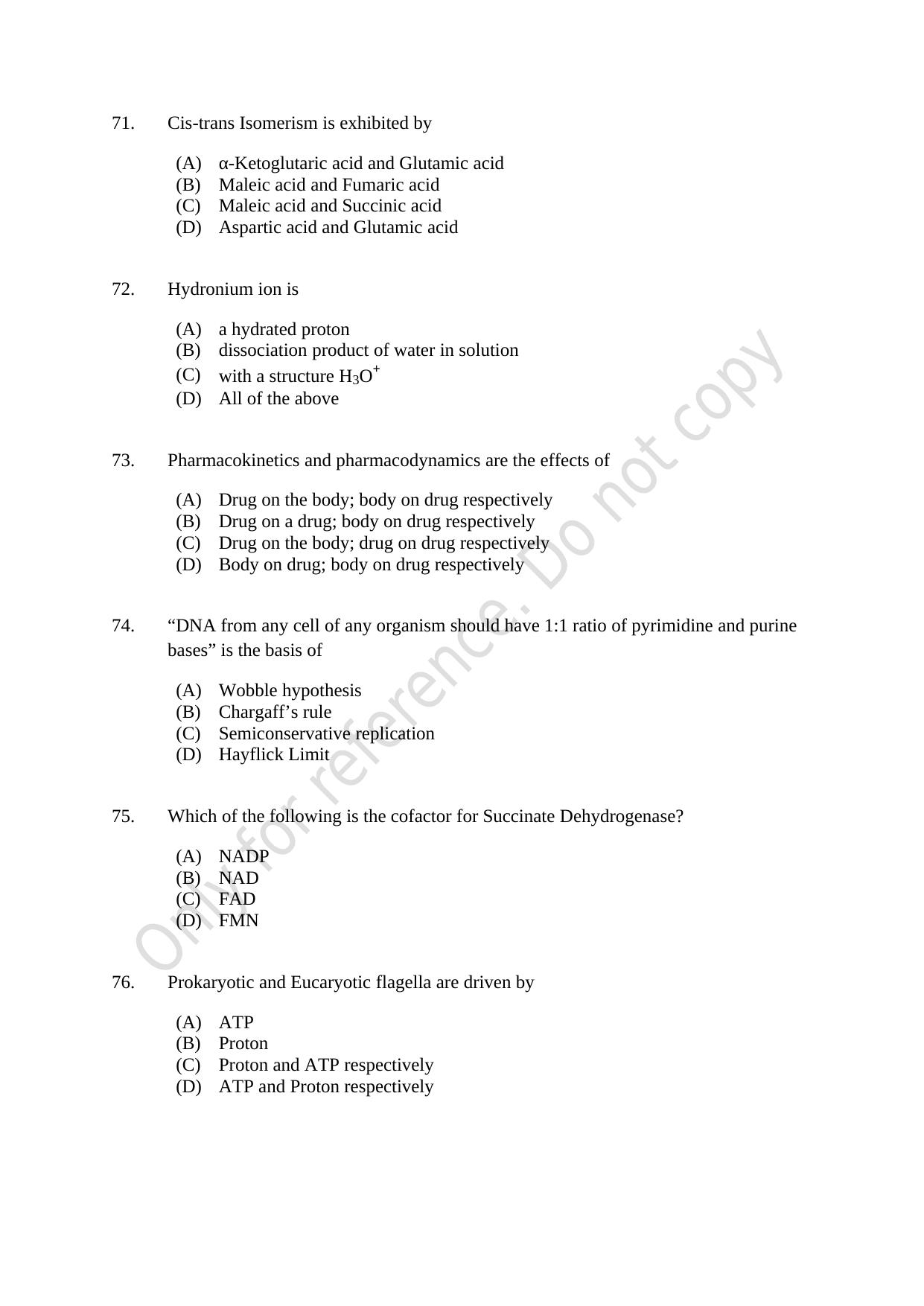 CUSAT CAT 2021 Biotechnology Question Paper - Page 13