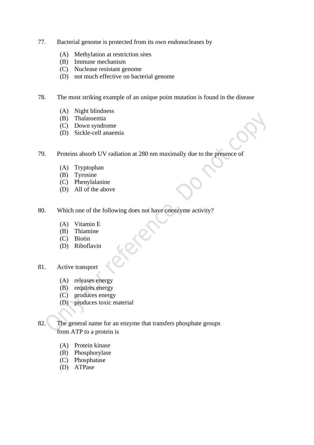 CUSAT CAT 2021 Biotechnology Question Paper - Page 14