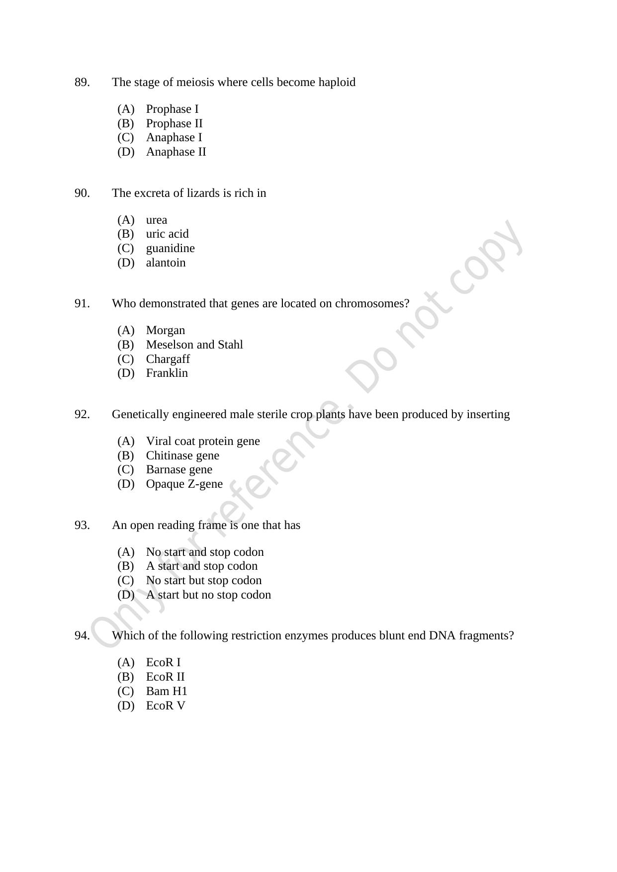 CUSAT CAT 2021 Biotechnology Question Paper - Page 16