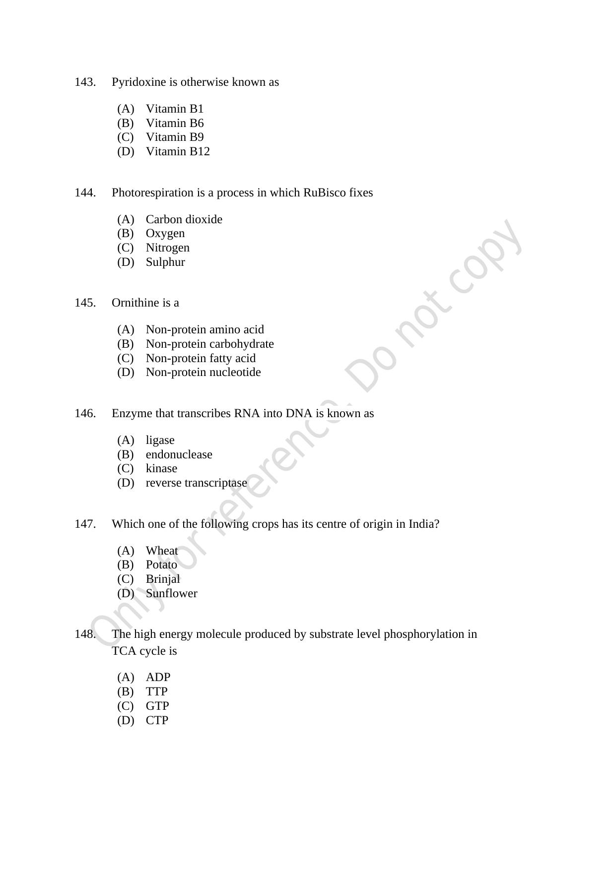 CUSAT CAT 2021 Biotechnology Question Paper - Page 25