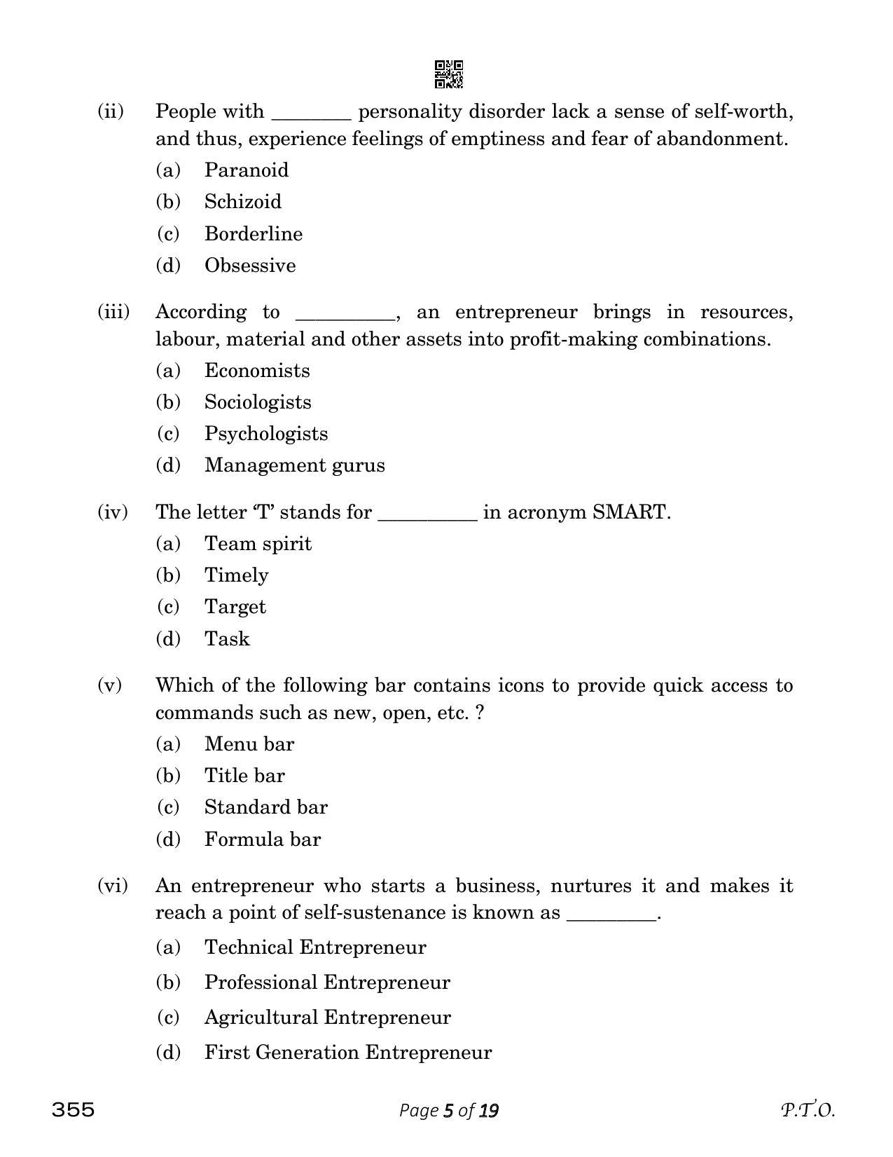 CBSE Class 12 Salesmanship (Compartment) 2023 Question Paper - Page 5