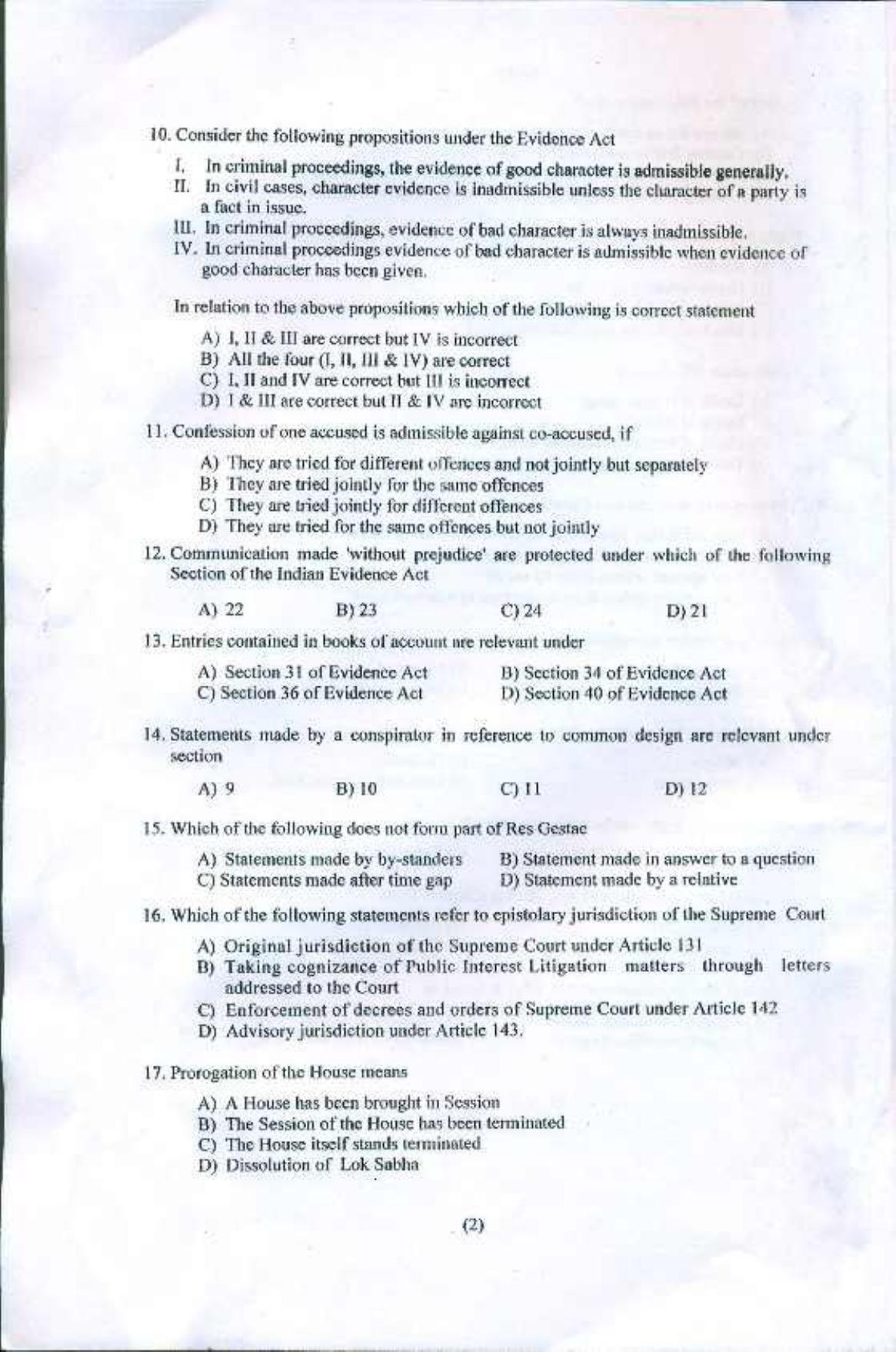 PU CET PG 2016 LLM Question Paper - Page 3