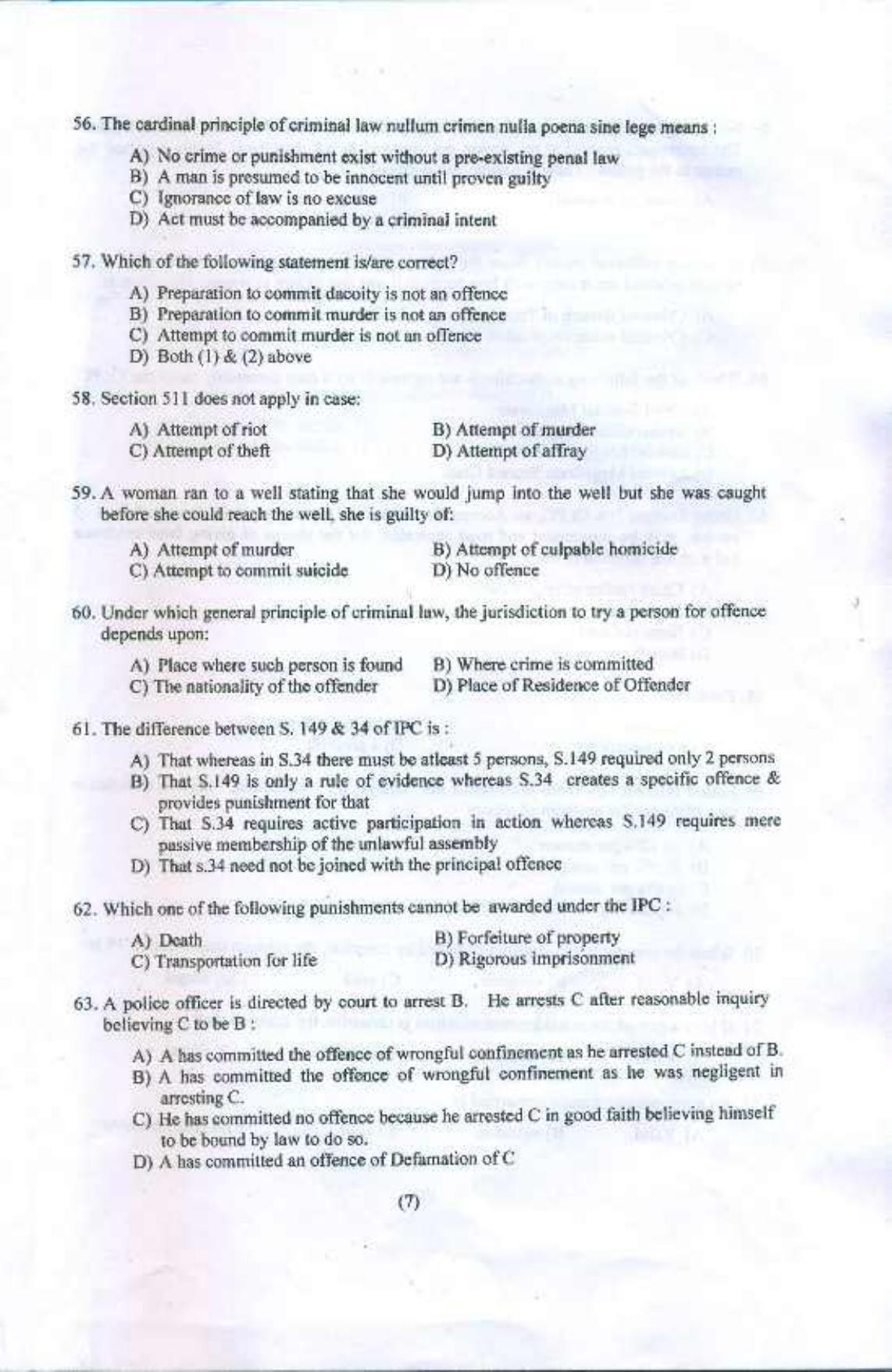 PU CET PG 2016 LLM Question Paper - Page 8