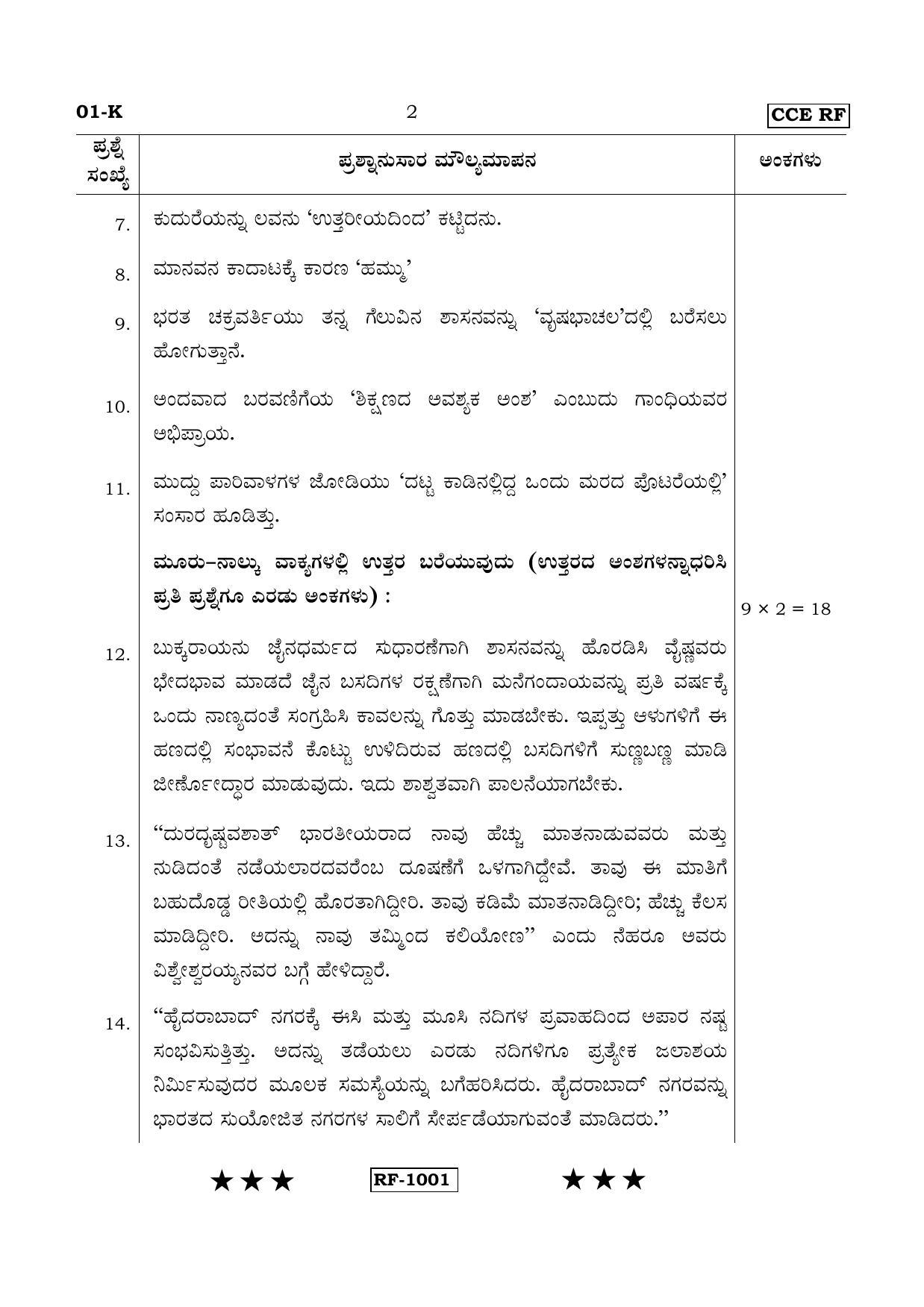 Karnataka SSLC Kannada - First Language - KANNADA (01-K - RF_1) April 2015 Question Paper - Page 2