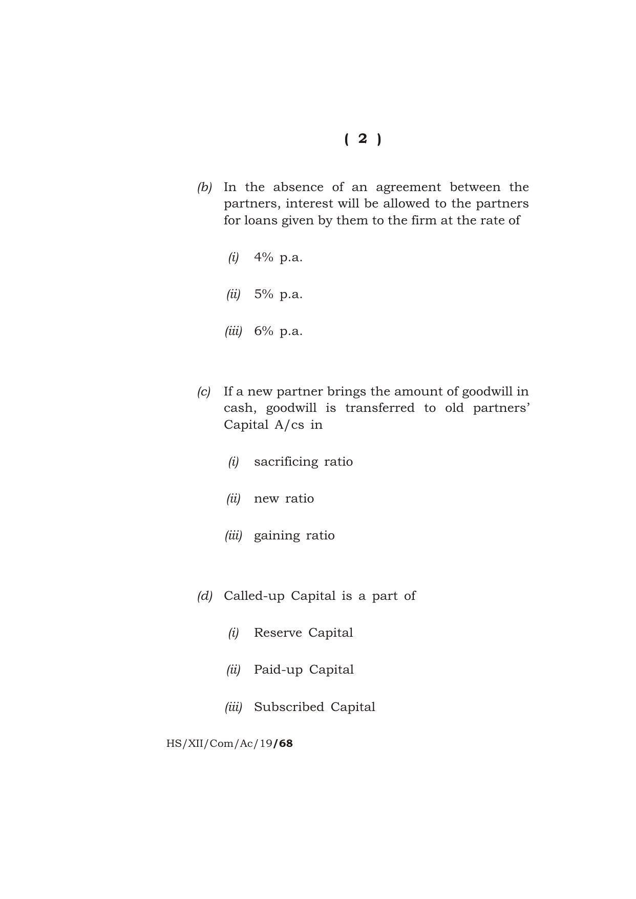 Meghalaya Board (MBOSE) Class 12 ACCOUNTANCY 2019 Question Paper - Page 2