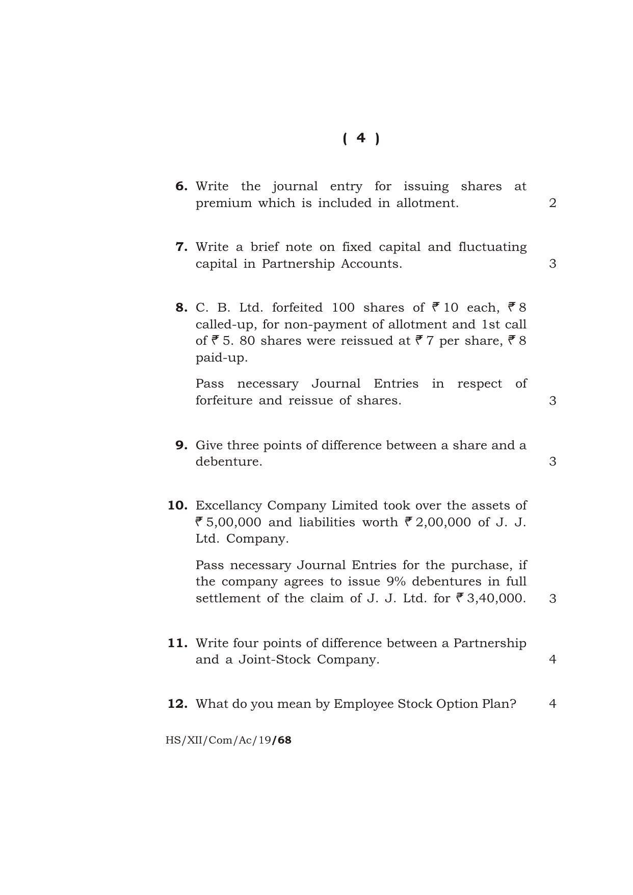 Meghalaya Board (MBOSE) Class 12 ACCOUNTANCY 2019 Question Paper - Page 4