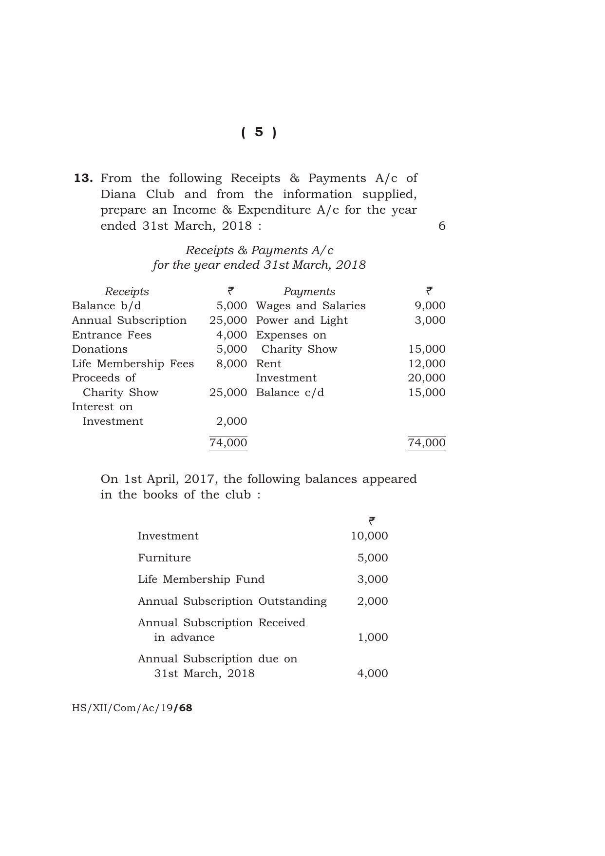 Meghalaya Board (MBOSE) Class 12 ACCOUNTANCY 2019 Question Paper - Page 5