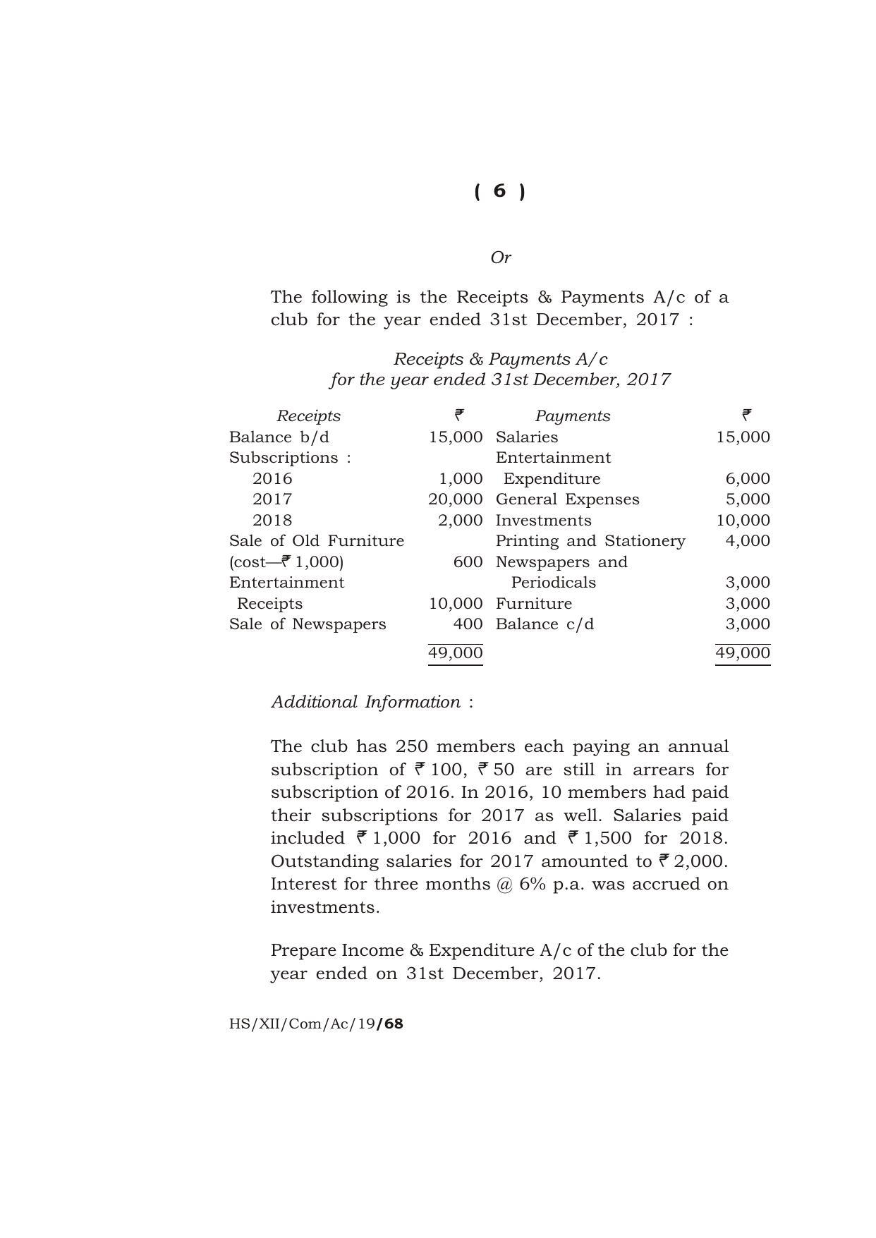 Meghalaya Board (MBOSE) Class 12 ACCOUNTANCY 2019 Question Paper - Page 6