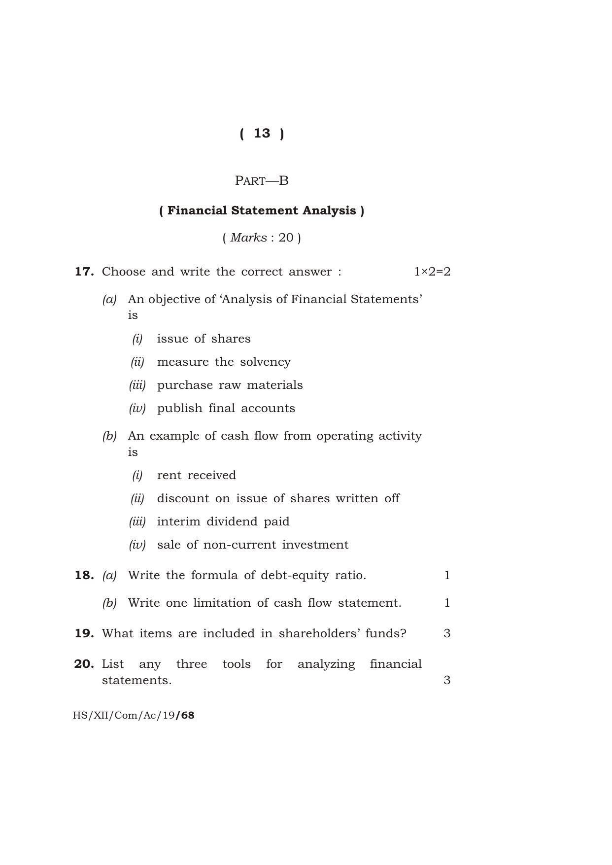Meghalaya Board (MBOSE) Class 12 ACCOUNTANCY 2019 Question Paper - Page 13
