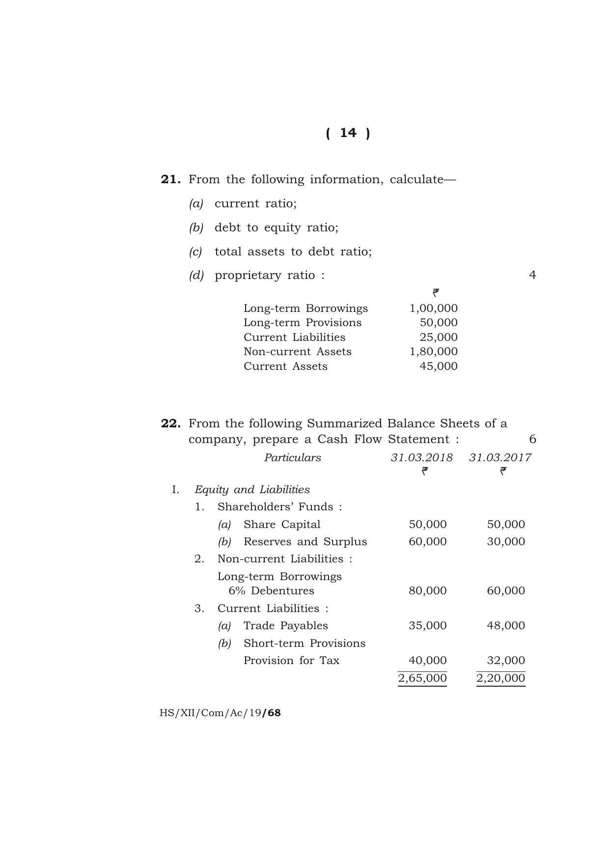 Meghalaya Board (MBOSE) Class 12 ACCOUNTANCY 2019 Question Paper - Page 14
