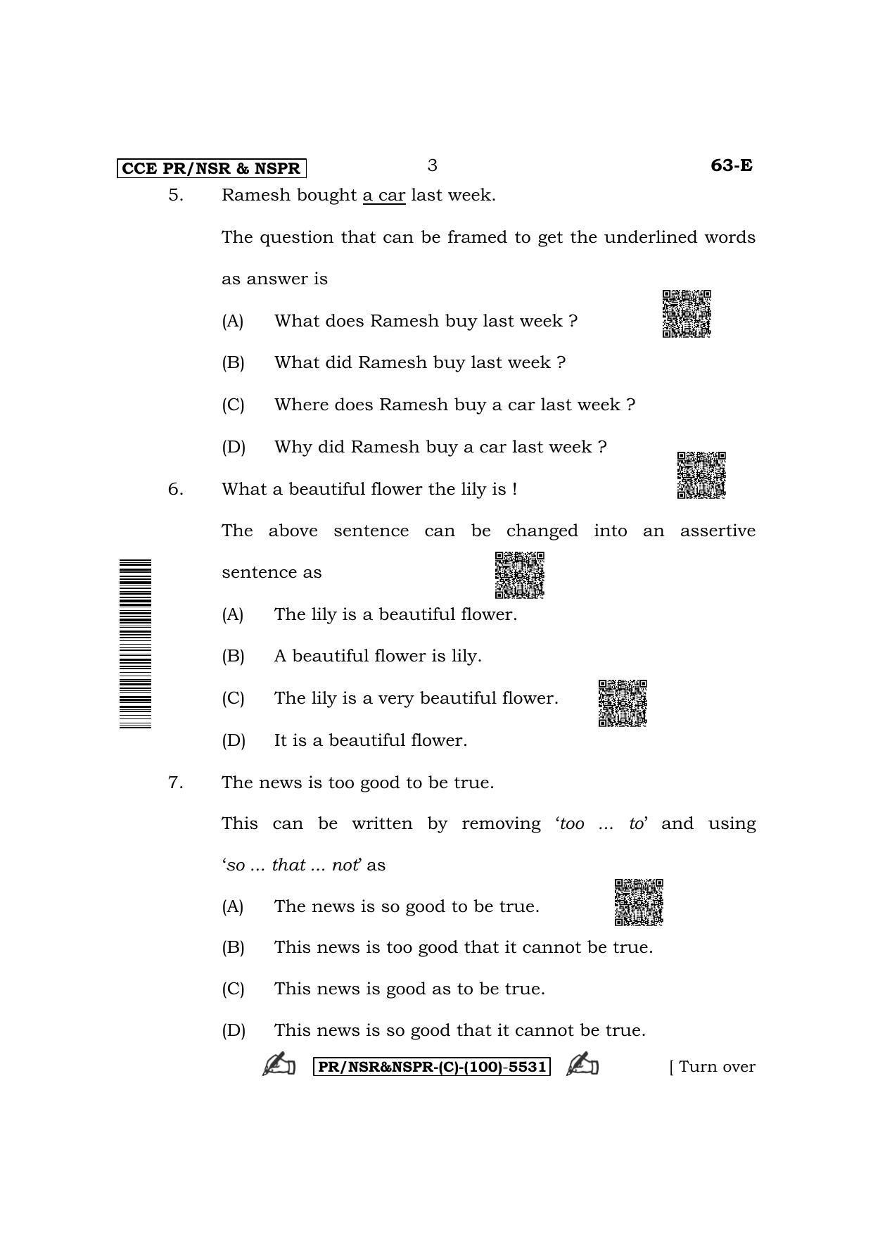 Karnataka SSLC Third Language English (Supplementary) Question Paper 2022 (C Version) - Page 3