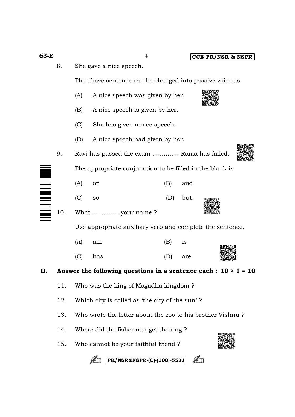 Karnataka SSLC Third Language English (Supplementary) Question Paper 2022 (C Version) - Page 4