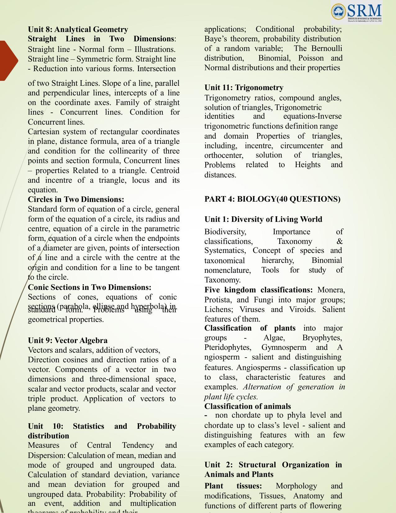 SRMJEEE Syllabus - Page 6