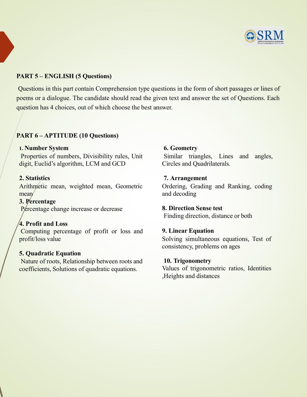 SRMJEEE Syllabus - Page 10