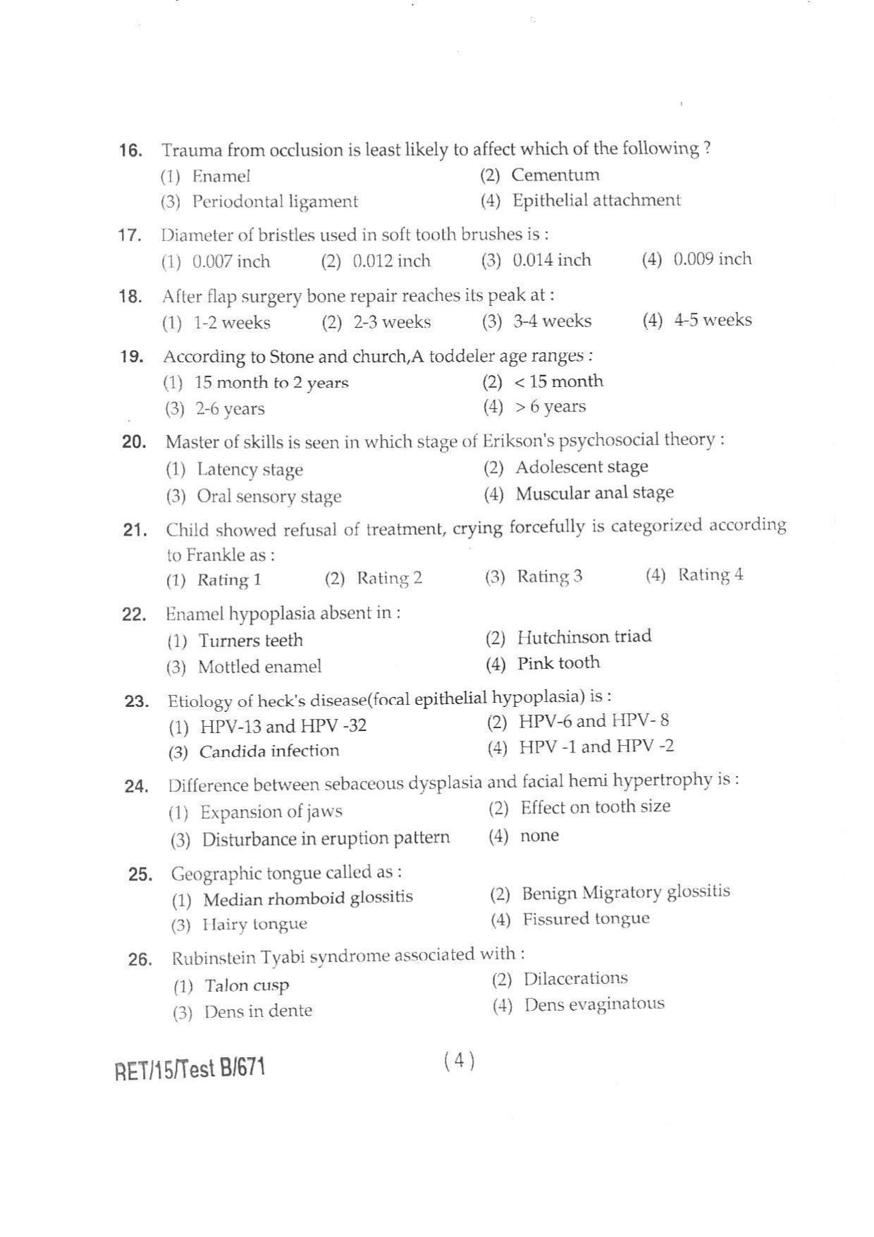BHU RET DENTAL SCIENCE 2015 Question Paper - Page 6