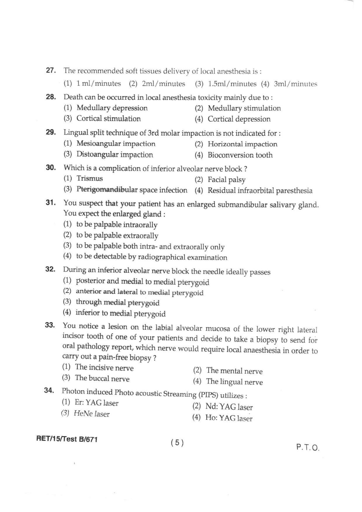 BHU RET DENTAL SCIENCE 2015 Question Paper - Page 7