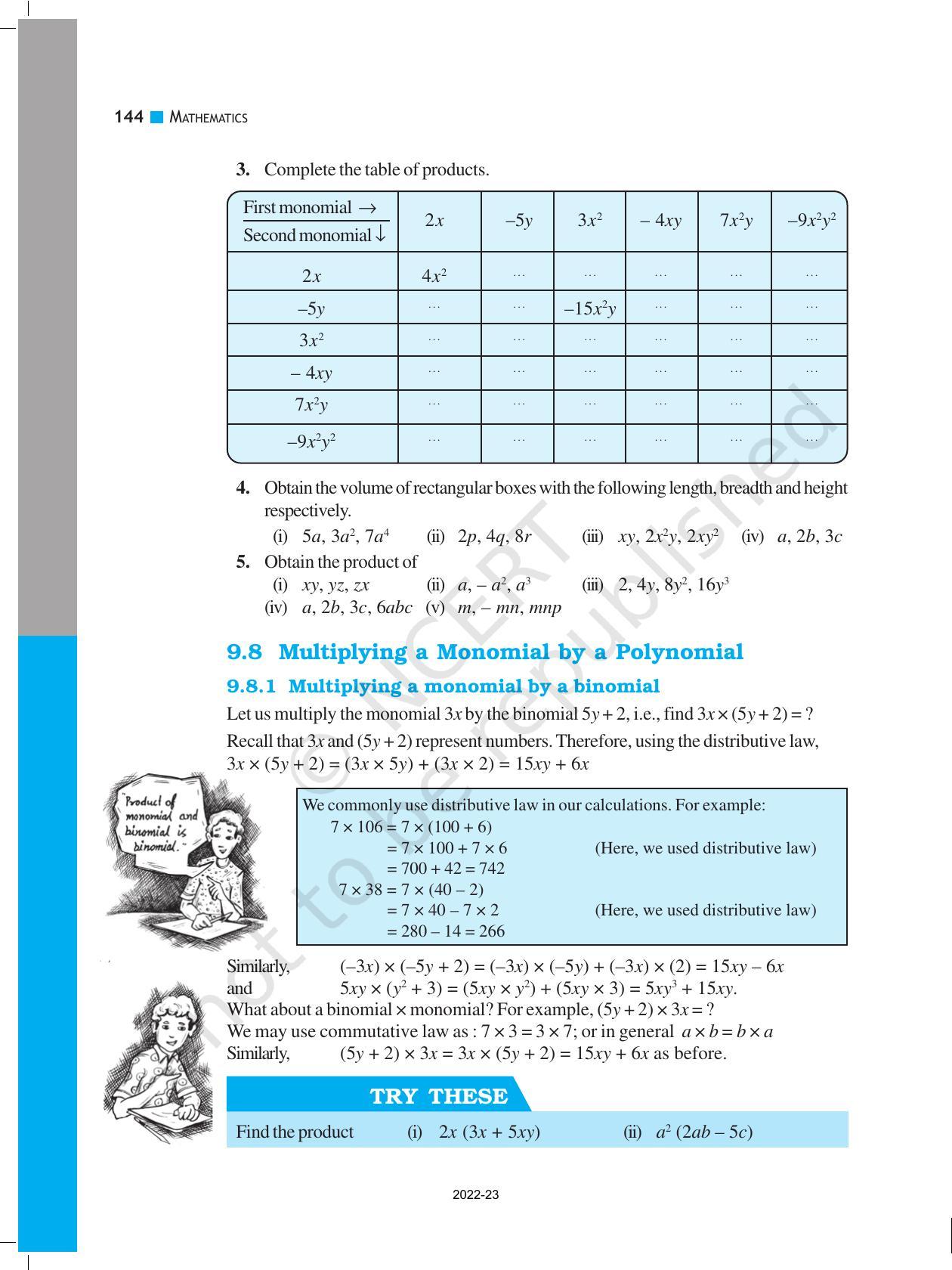 NCERT Book for Class 8 Maths Chapter 9 Algebraic Expressions and Identities - Page 8