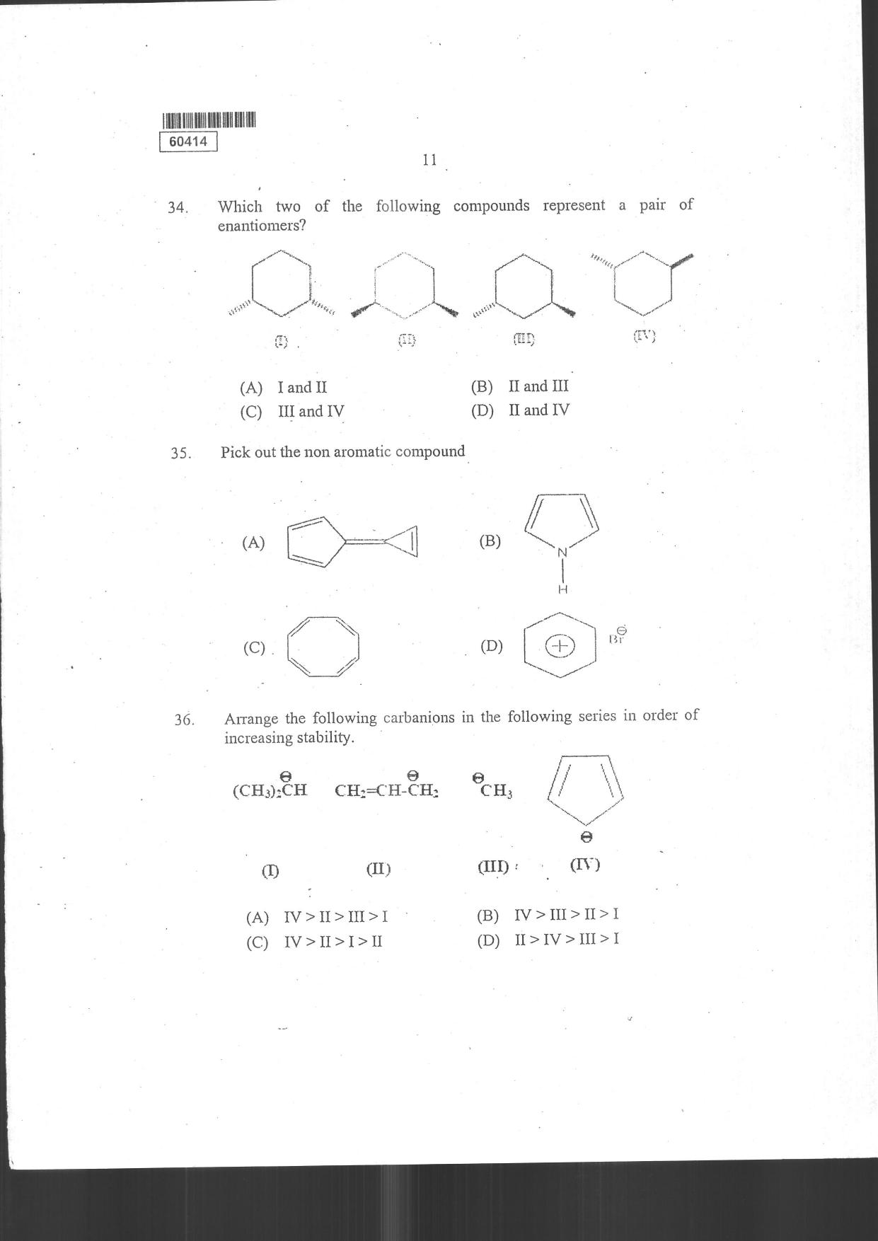CUSAT CAT 2014 Chemistry Question Paper - Page 13