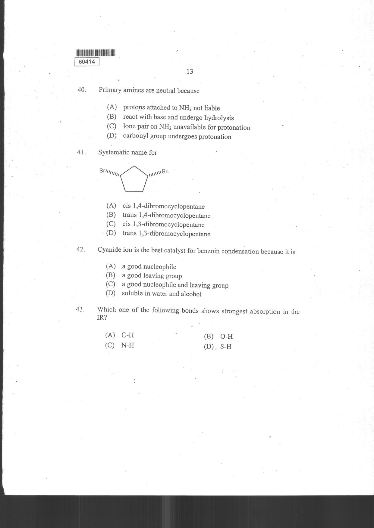 CUSAT CAT 2014 Chemistry Question Paper - Page 15