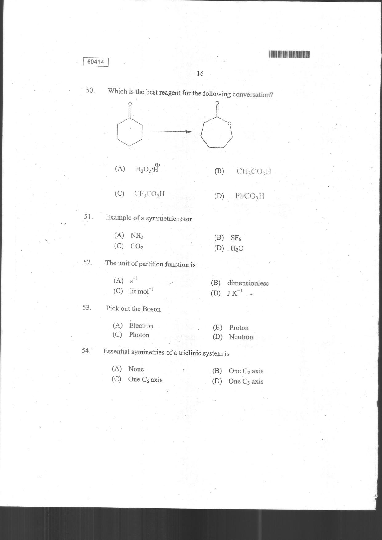 CUSAT CAT 2014 Chemistry Question Paper - Page 18