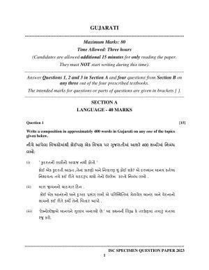 ISC Class 12 Gujarati Sample Paper 2023