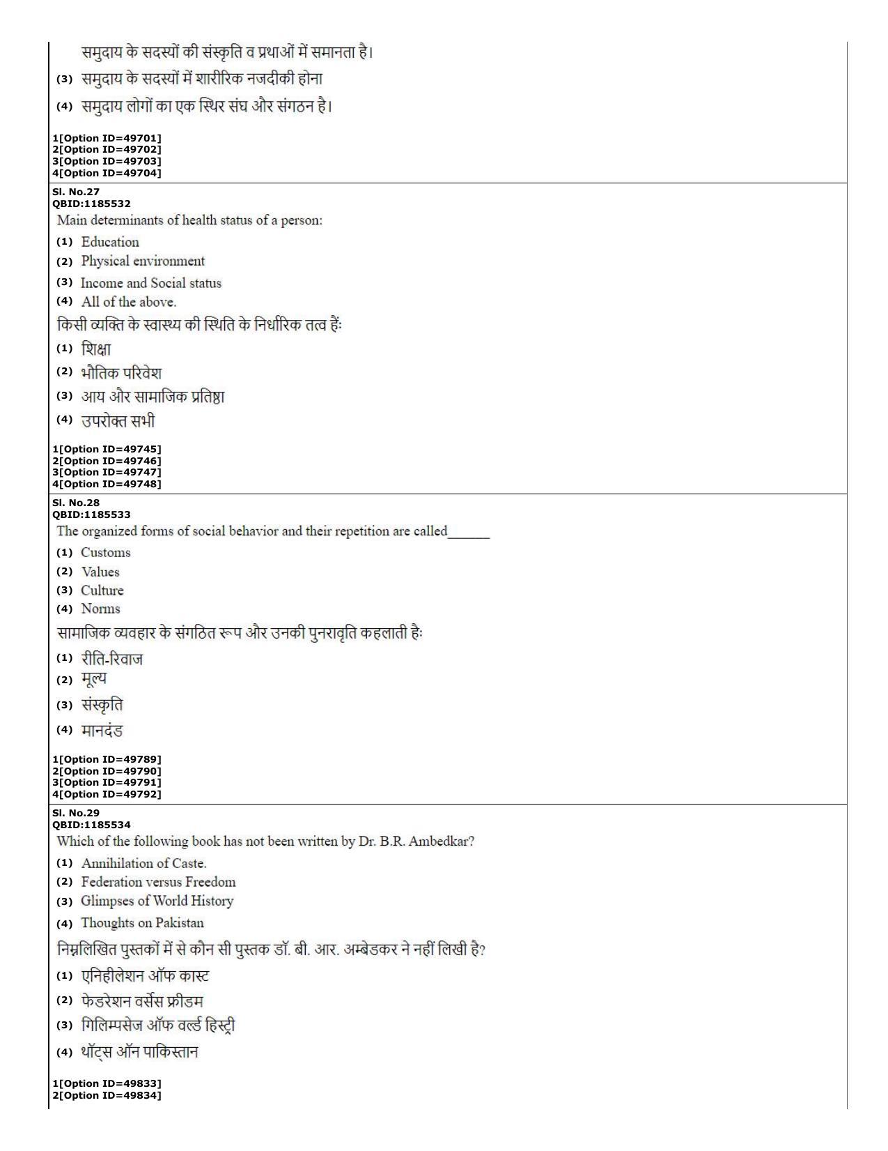 CUET (PG) 2022: PGQP-20 Social Work (12-09-2022) Question Paper - Page 11