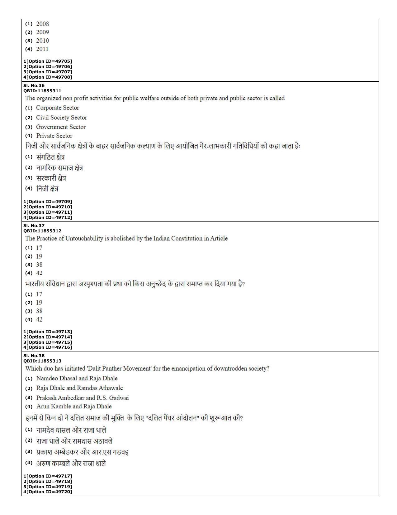 CUET (PG) 2022: PGQP-20 Social Work (12-09-2022) Question Paper - Page 14
