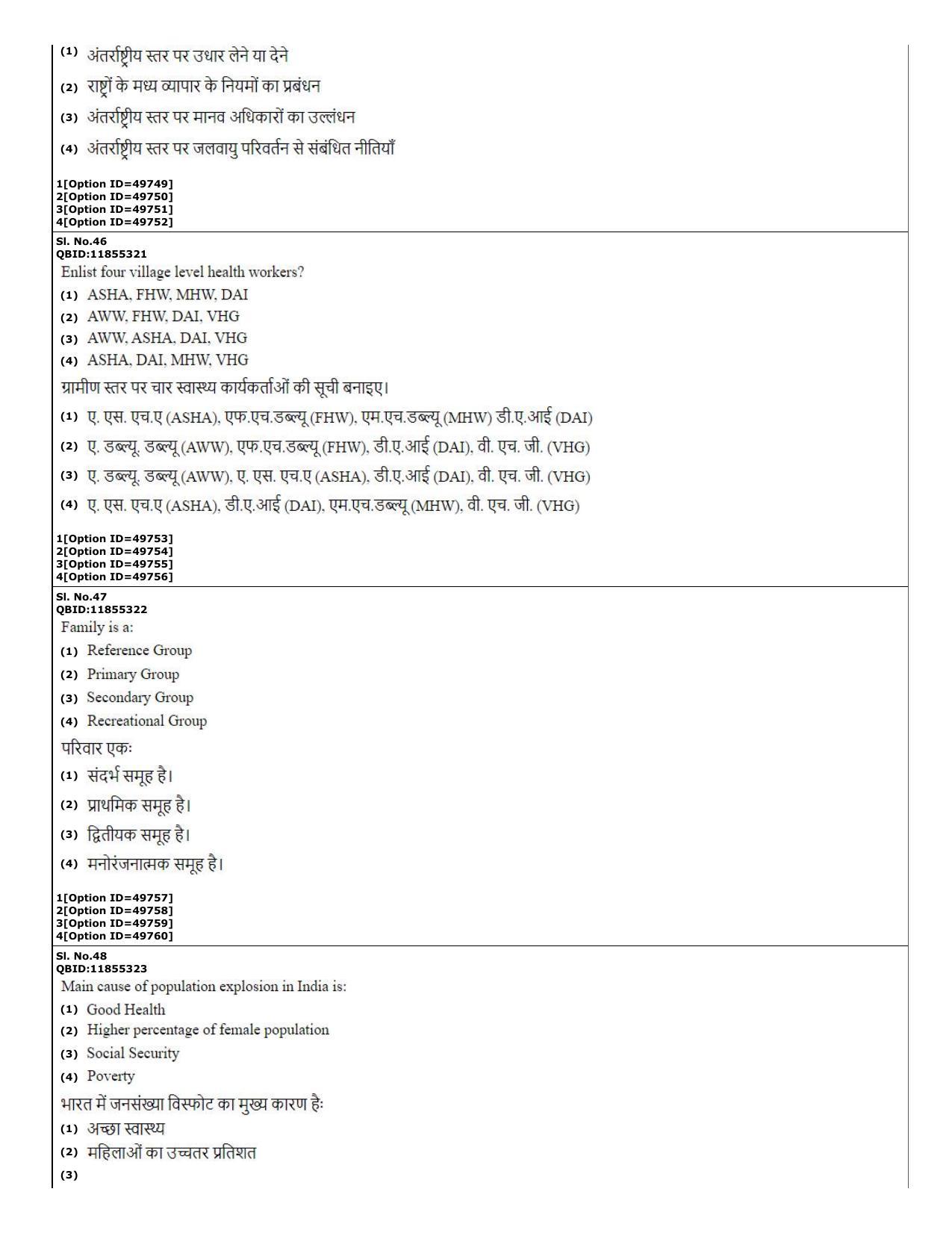 CUET (PG) 2022: PGQP-20 Social Work (12-09-2022) Question Paper - Page 17