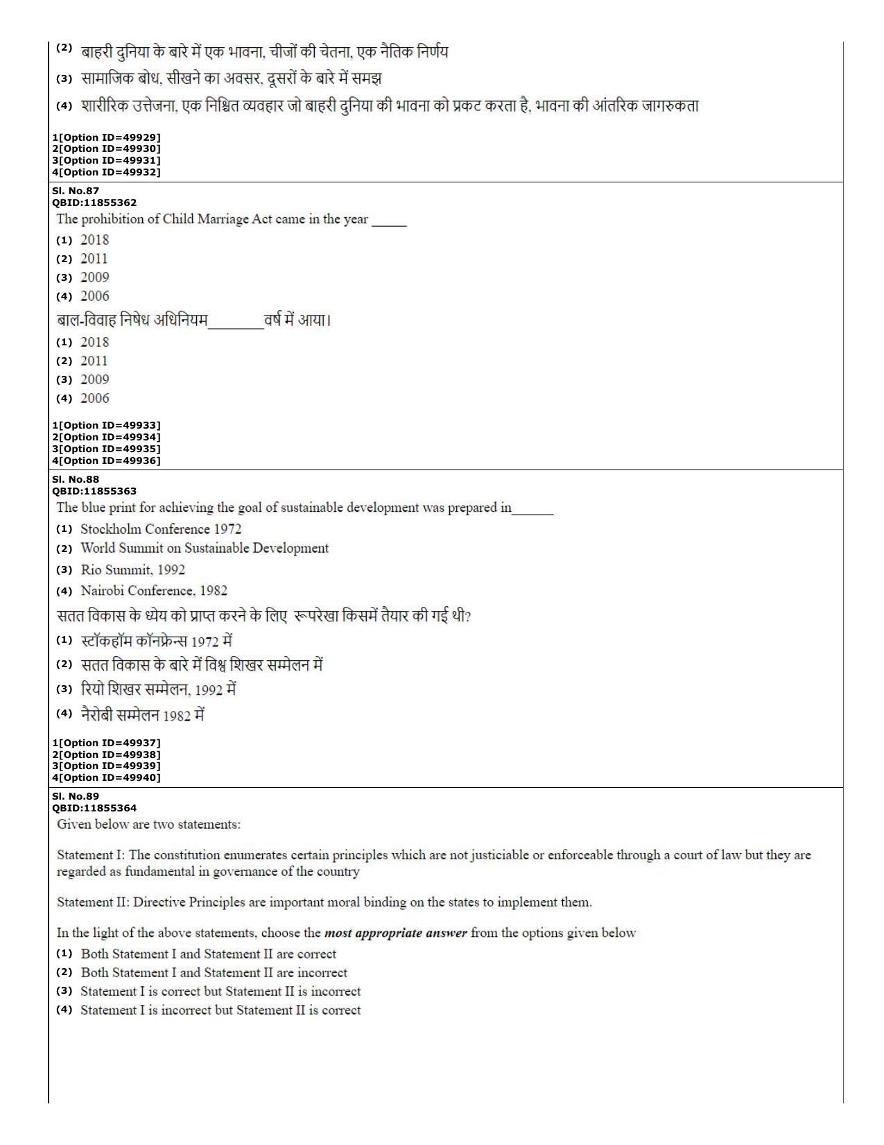 CUET (PG) 2022: PGQP-20 Social Work (12-09-2022) Question Paper - Page 31