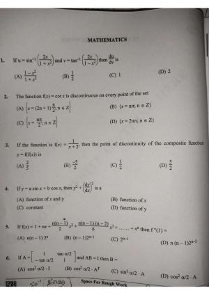 KCET 2023 Mathematics Set D-1 Question Paper