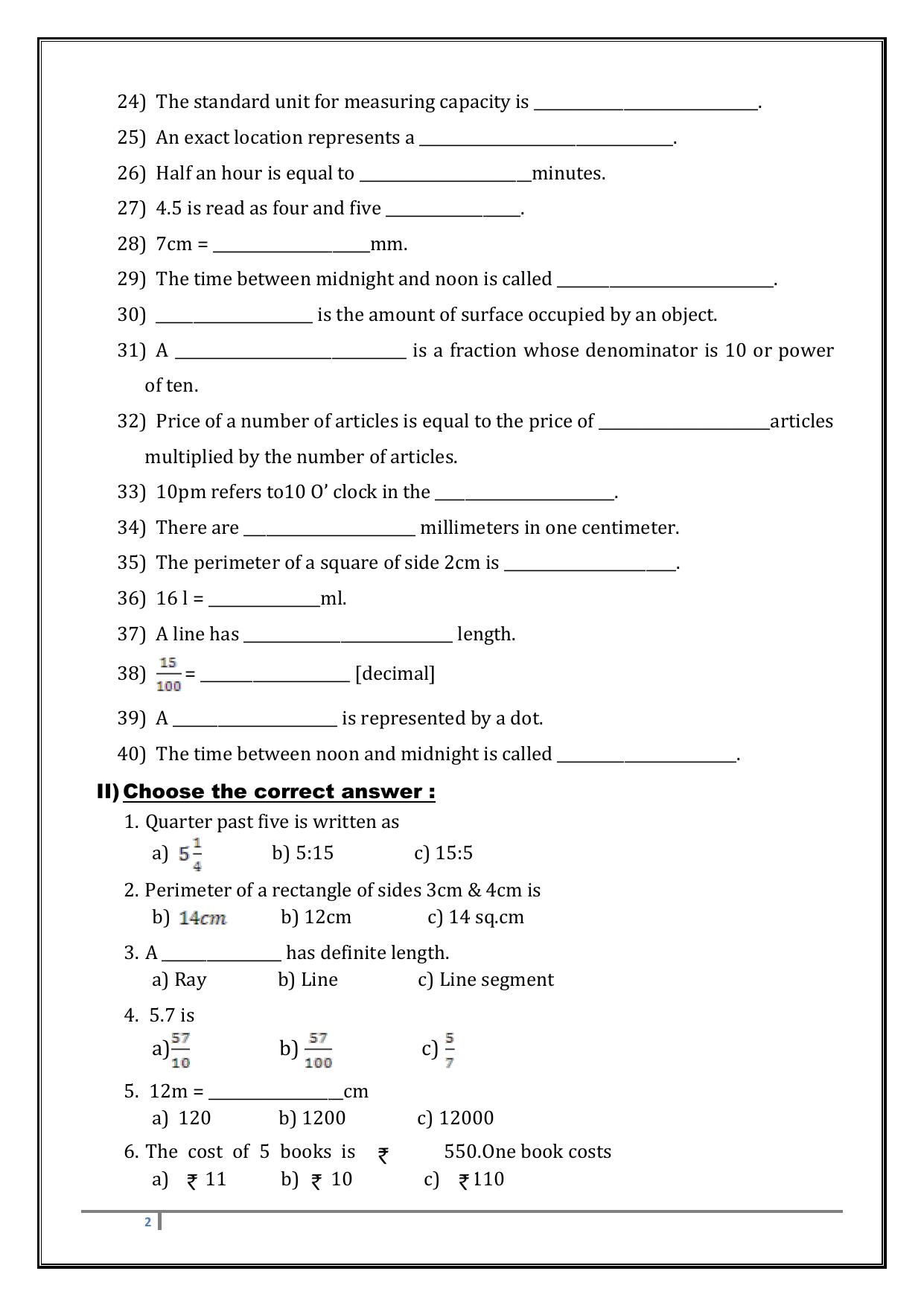 Worksheet for Class 4 Maths Assignment 65 - Page 2