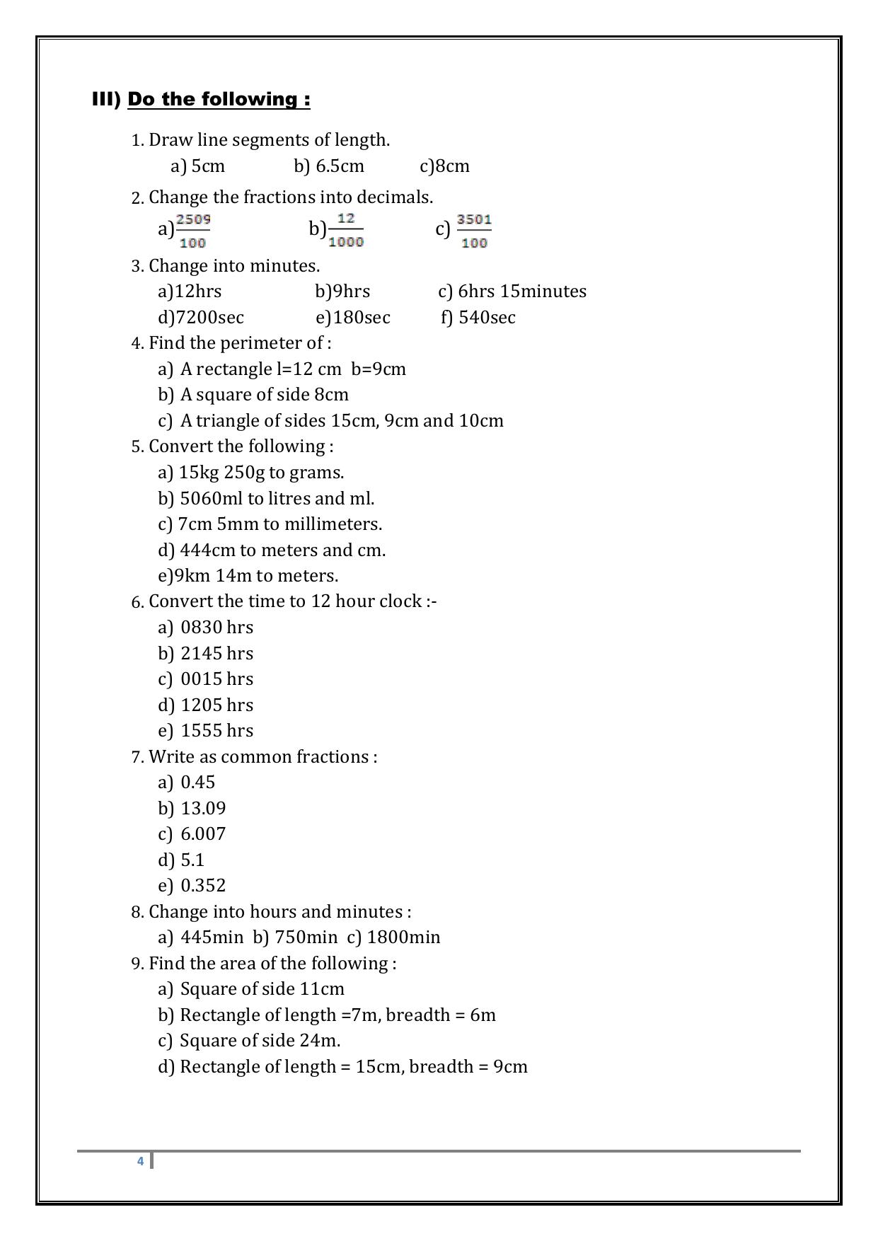 Worksheet for Class 4 Maths Assignment 65 - Page 4