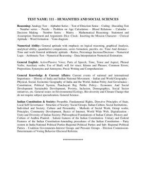 AP PGCET HUMANITIES & SOCIAL SCIENCES Syllabus