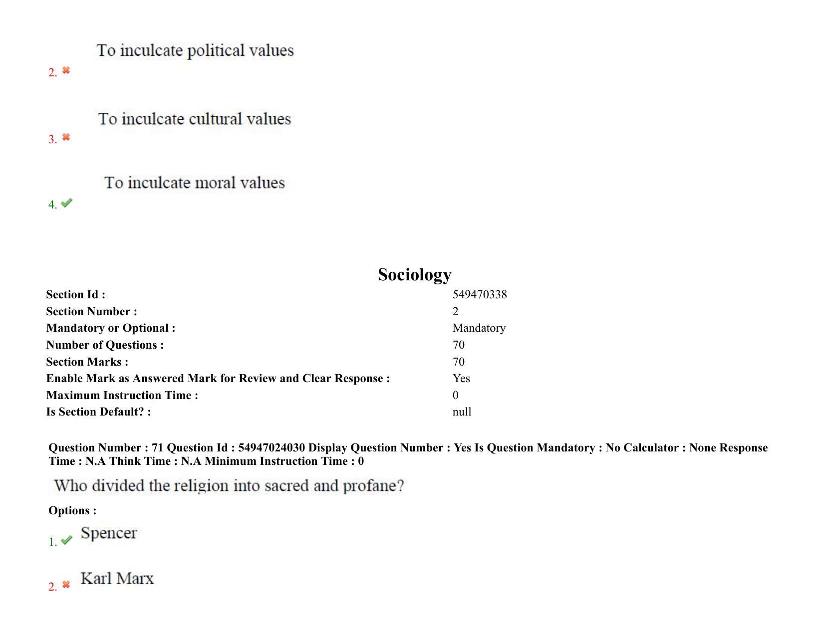 AP RCET 2022: Sociology-  17/10/2022 (Monday) Session-I Question Paper With keys - Page 52
